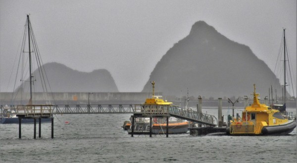 New Plymouth Port in the rain